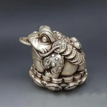 

christmas China Silver Feng Shui Wealth Money Golden Toad Bufonid A Lotus Blossom Statue halloween