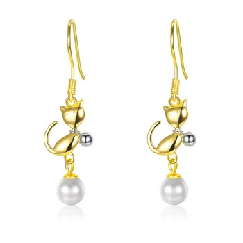 

Fashion jewelry, S925 sterling silver earrings, lovely cat lady pearl earrings,valentine's day gift, wedding, business gifts