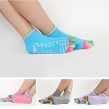 1Pair Yoga Socks Quick-Dry Anti Slip Pure Cotton Colorful Toes Non-Slip Exercise Fitness Yoga Five-Toe Breathable Socks