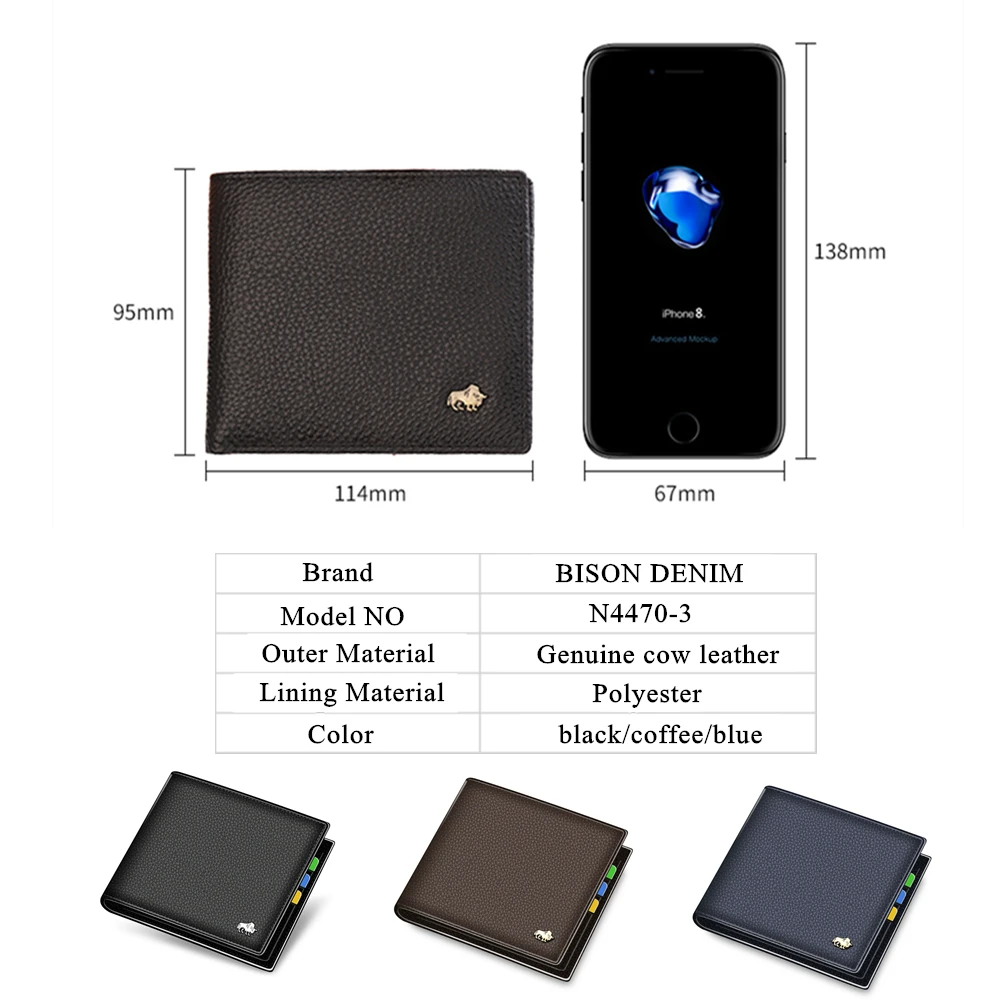 BISON DENIM Leather Men Wallet Brand Luxury Leather Wallets Office Male Wallet Mature Man Bifold Wallet Small Purse N4470-3 BISON DENIM Leather Men Wallet Brand Luxury Leather Wallets Office Male Wallet Mature Man Bifold Wallet Small Purse N4470-3