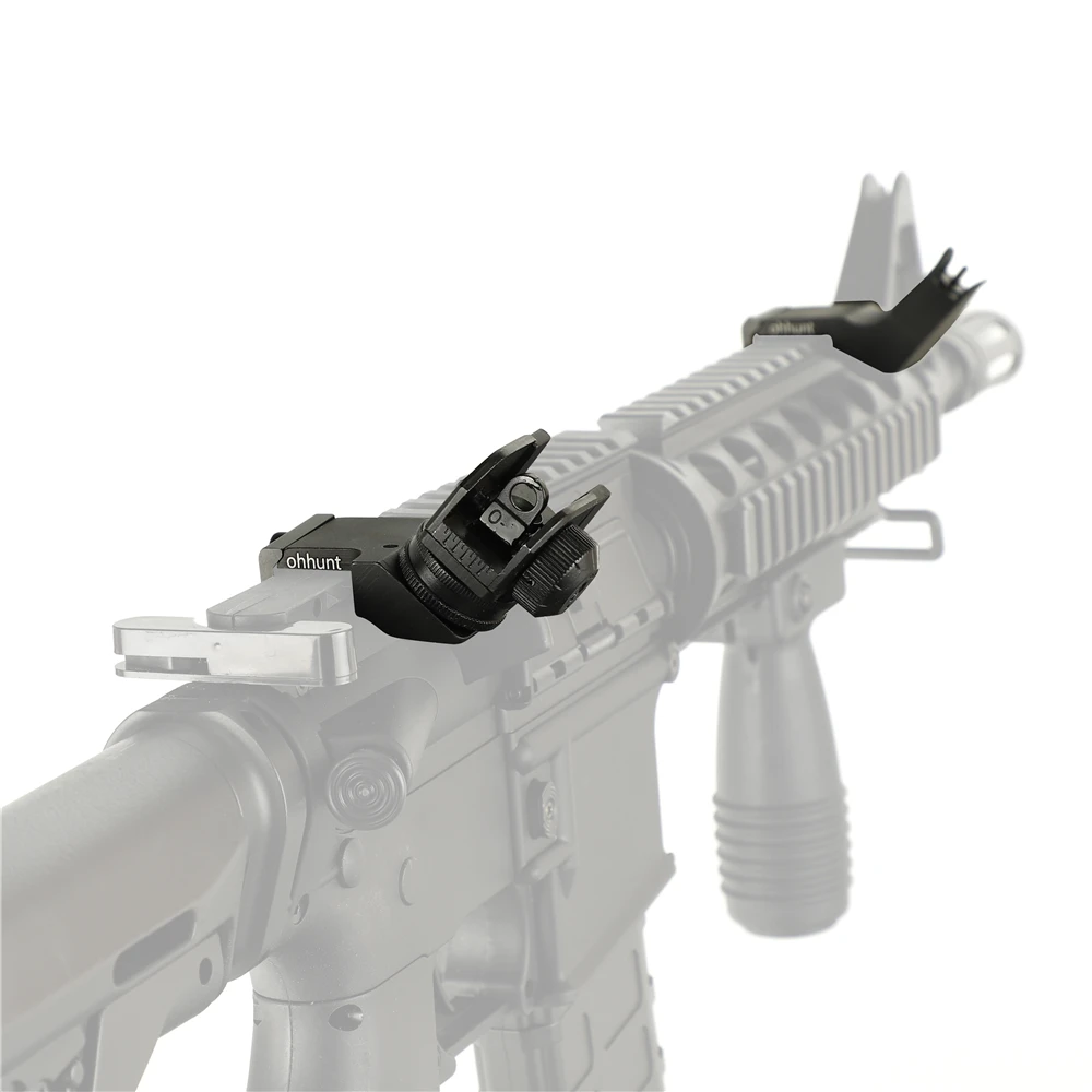 ohhunt Front and Rear 45 Degree Offset Hunting Tactical Rapid Transition BUIS Backup Iron Sight Set (5)