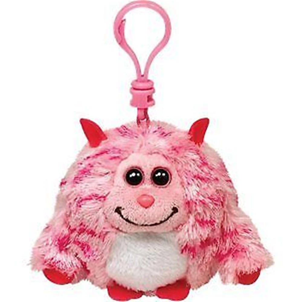 

Pyoopeo Ty Monstaz 4" 9cm Roxy the Pink Stripe Monstaz Clip Plush Keyring Stuffed Animal Collectible Doll Toy with Heart Tag