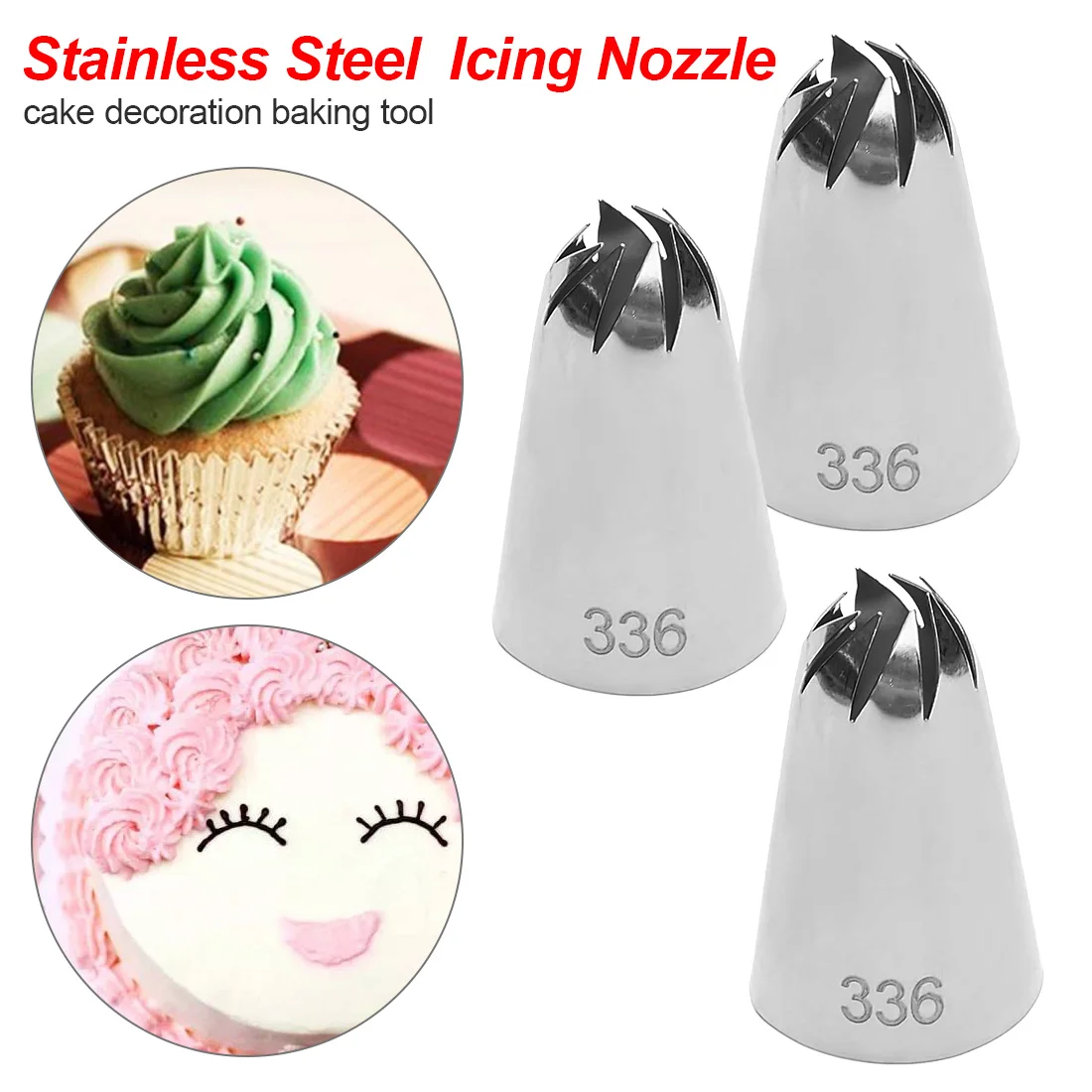 

Bakery Pastry Tips Stainless Steel Large Size Cake Decorating Tool Icing Piping Nozzle Cake Cream Decoration Head