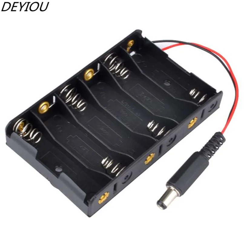 

DEYIOU New 6 x AA Battery Case Storage Holder With DC2.1 Power Jack For Arduino Diy Power Bank Battery Holder #F#40TB