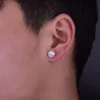 6mm/8mm AAA Zircon CZ Round Stud Earrings Hip hop Jewelry Men Copper Material Iced Bling Push-back 3