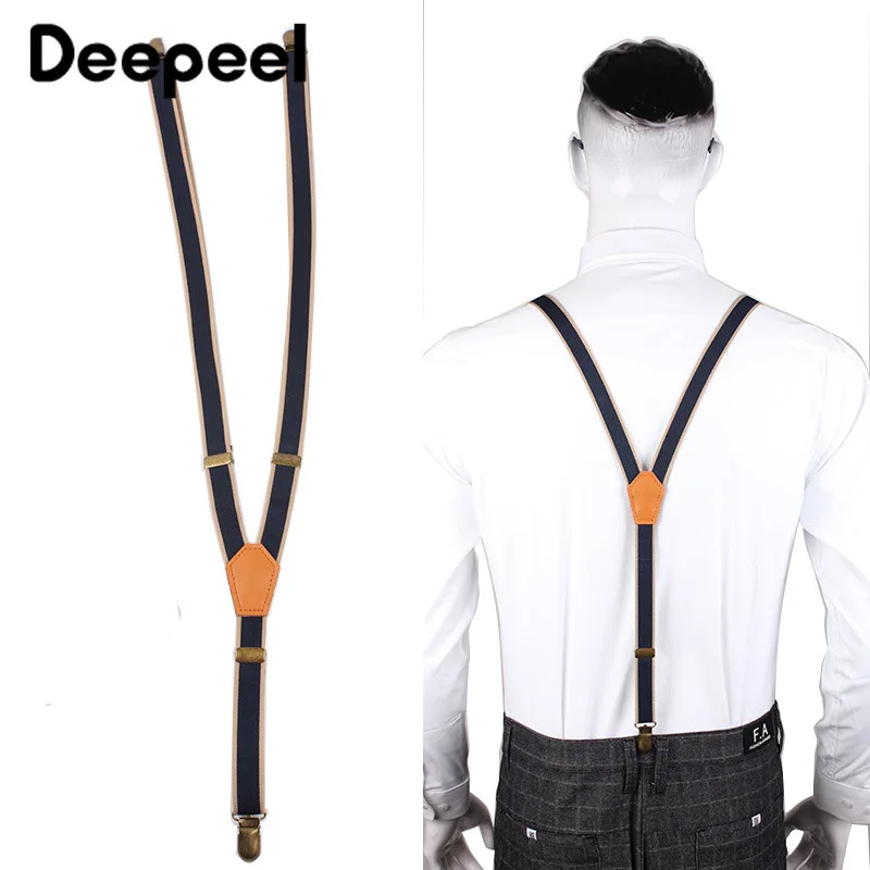 

Deepeel 1pc 2X110cm Vintage Elastic Strap Unisex Fashion Narrow Suspenders 3 Clip Elastic Band Adjustable Jeans Suit Suspenders