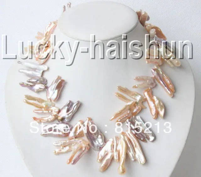 

ddh00326 HUGE luster 17" 38mm pink purple Reborn keshi pearls necklace dragon clasp