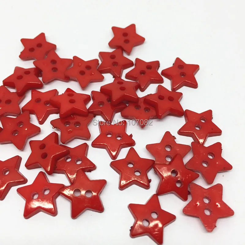 

1000pcs Plastic Red Christmas Star Buttons 2 Holes Sewing Button Embellishments For Cardmaking Scrapbooking