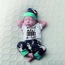 Fashion Toddler Newborn Baby Boys Girls Long Sleeve White Tops Romper Cartoon Animal Pants Hat Outfits Clothes