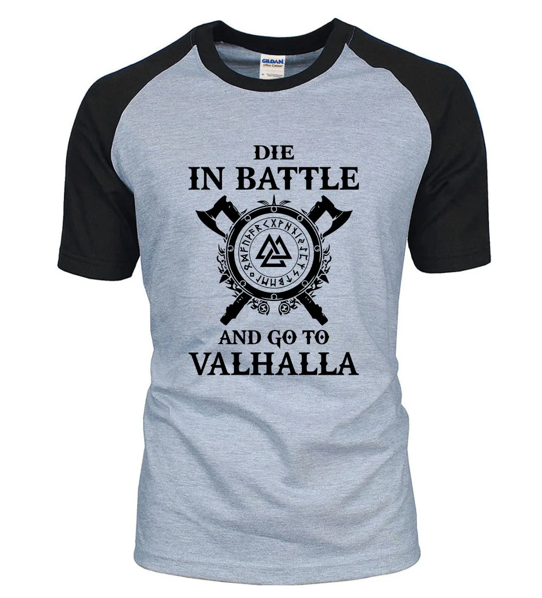 Die In Battle And Go To Valhalla tv Show Viking, мужские футболки, хит лета, реглан викингов, футболка, хлопок, Camisetas Hombre