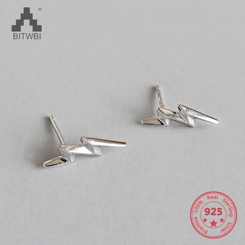 

100% 925 Sterling Silver Jewelry Fashion Cute Tiny Lightning Earrings Gift for Women