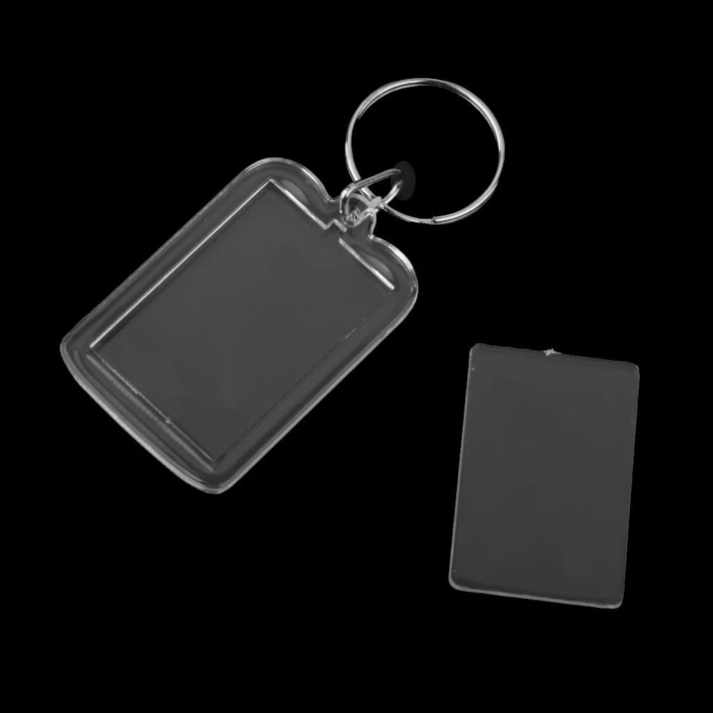 3.3x5cm Transparent Blank Style Acrylic Insert Photo Picture Frame Keyring Keychain DIY Split 10 Pieces