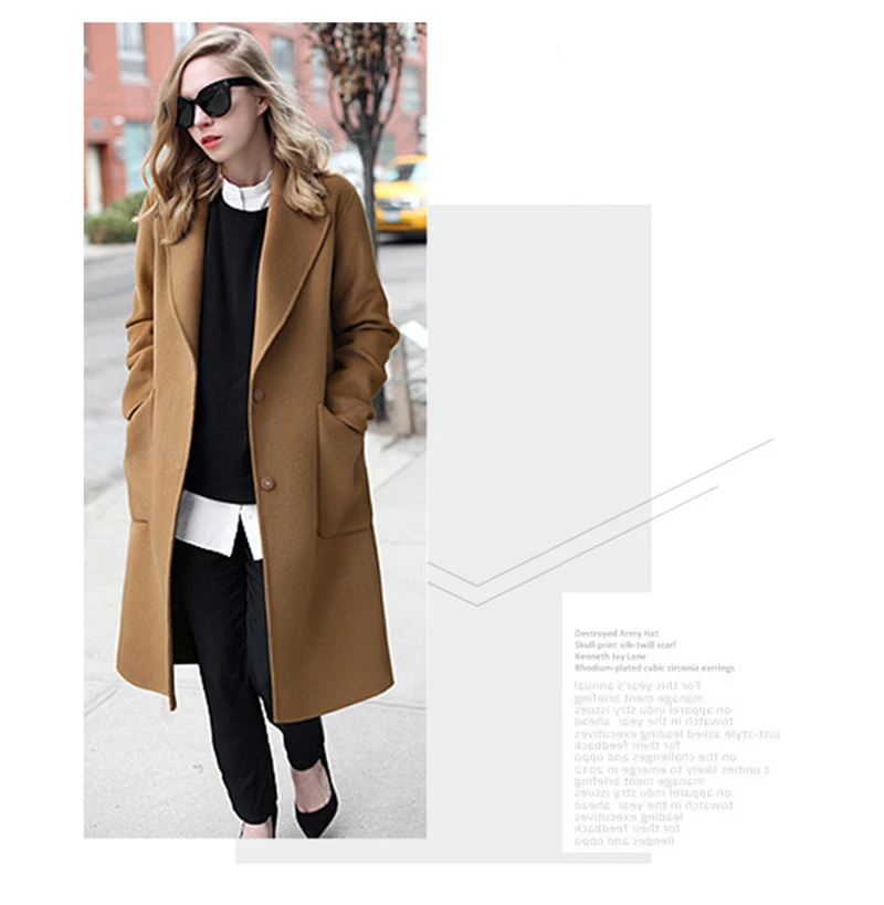 Зимнее Новое Женское пальто большого размера(M-5XL) модное свободное шерстяное Пальто Повседневное одноцветное Женское зимнее пальто B457