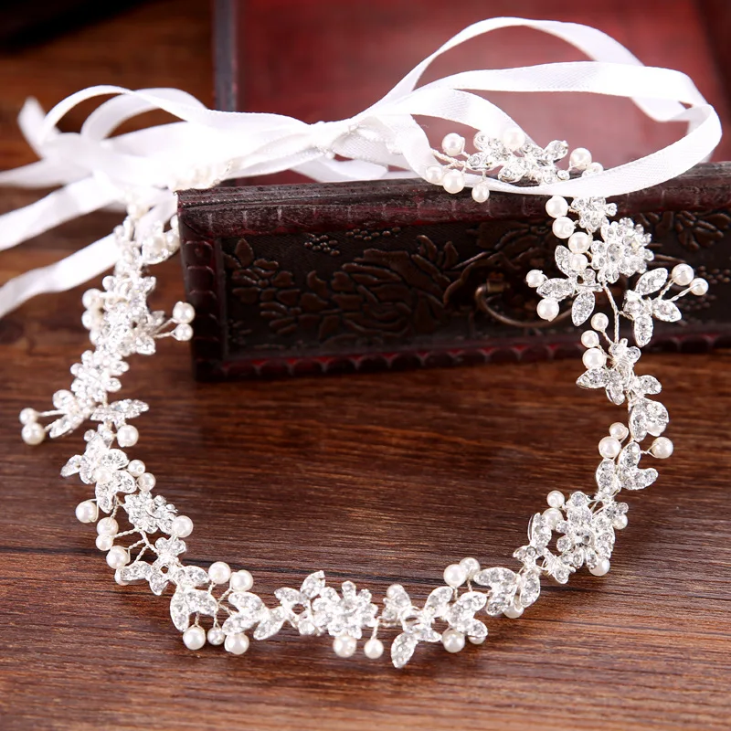 

SLBRIDAL Handmade Wired Rhinestone Crystals Pearls Wedding Hairband Headband Bridal Headpiece Hair accessories Bridesmaids Women