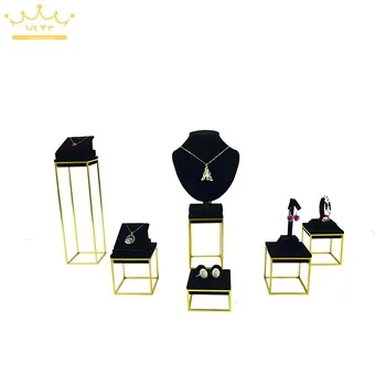 High Quality Stainless Steel Jewelry Earring display Necklace showcase Jewellery Display Rack stand holder Black Velvet