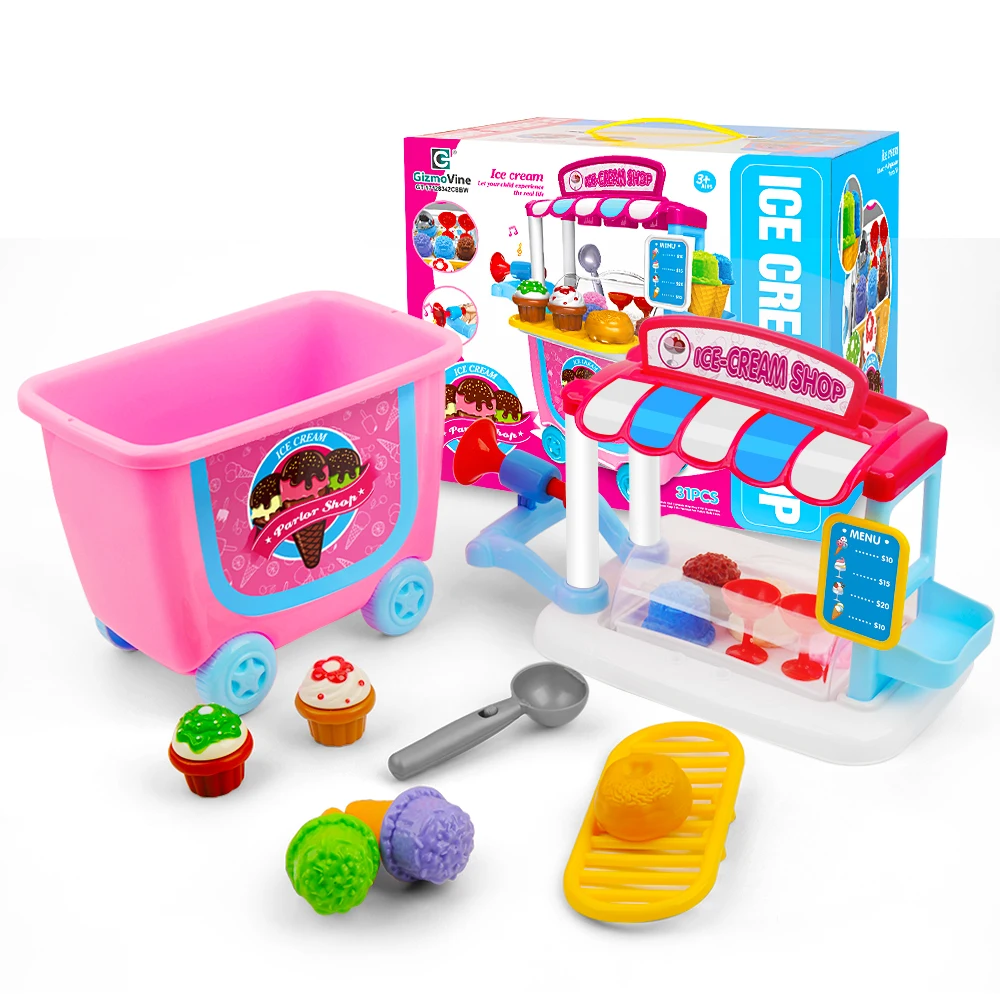 

31Pcs Ice Cream Shop Set Toys Kids Pretend Play Educational Cooking Tableware Sets Baby Simulation Happy Pretend Playing