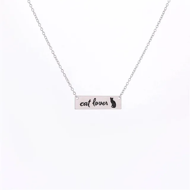 New Cat Lovers Lettering Necklace Jewelry Cute Cat Bar Necklace  2