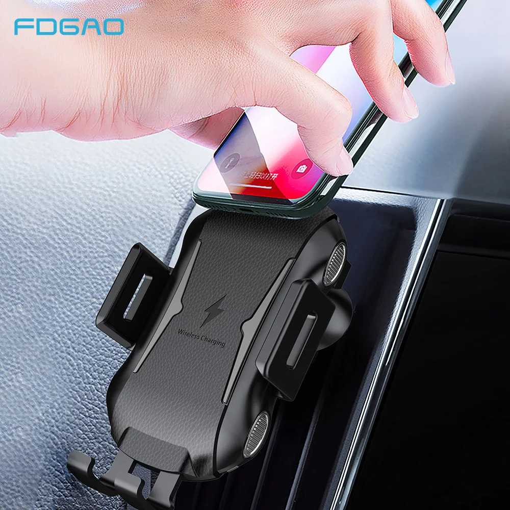 FDGAO Car Qi Wireless Charger For iPhone X 8 XR XS Max 10W Fast Charger Car Air Vent Touch Sensing Stand For Samsung S10 S9 S8