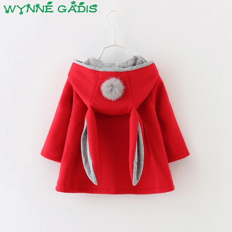 

WYNNE GADIS Baby Girls Cute Rabbit Ear Hooded Cotton Princess Jackets Winter Kids Infant Outerwear Coats roupas de bebe casaco