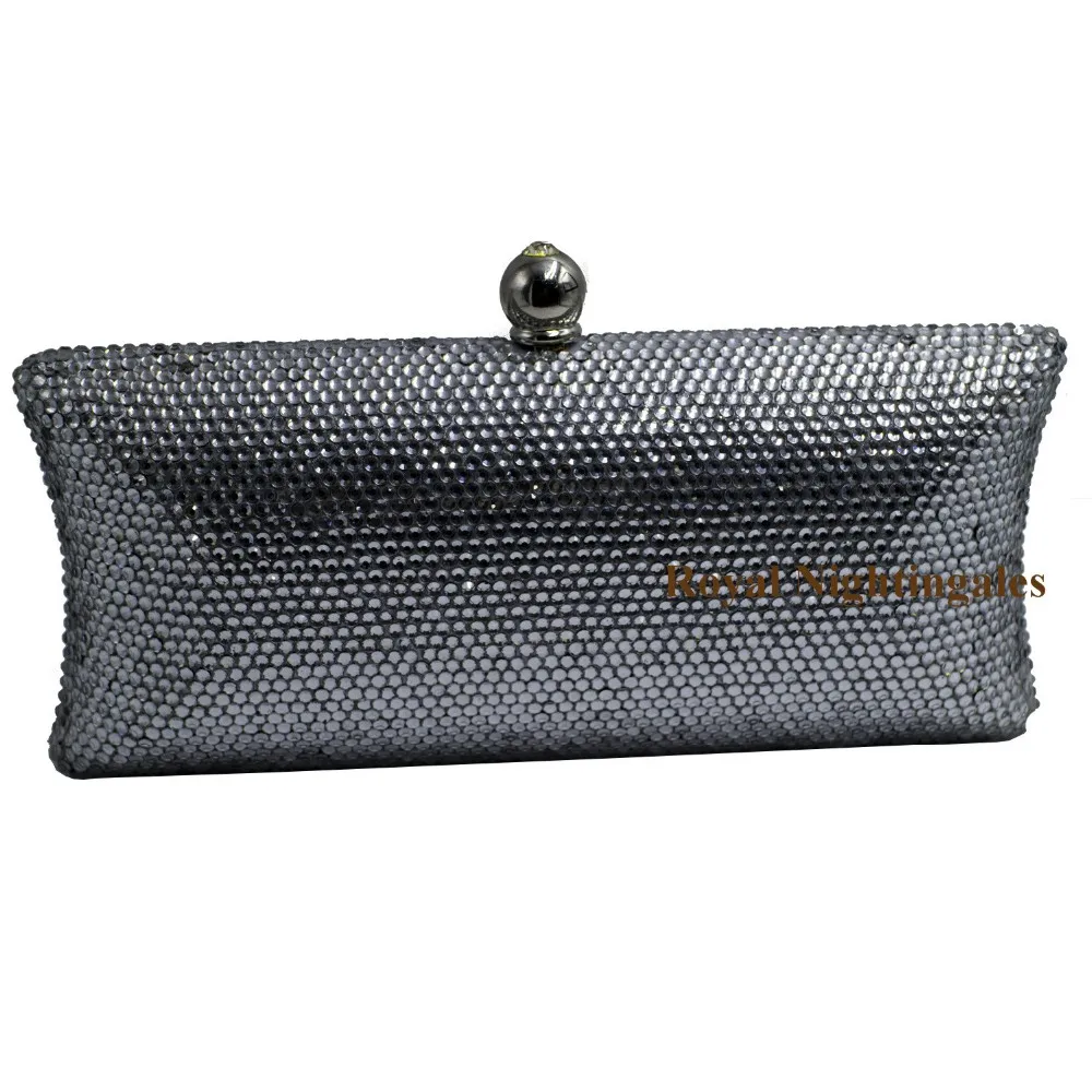navy and silver clutch bags