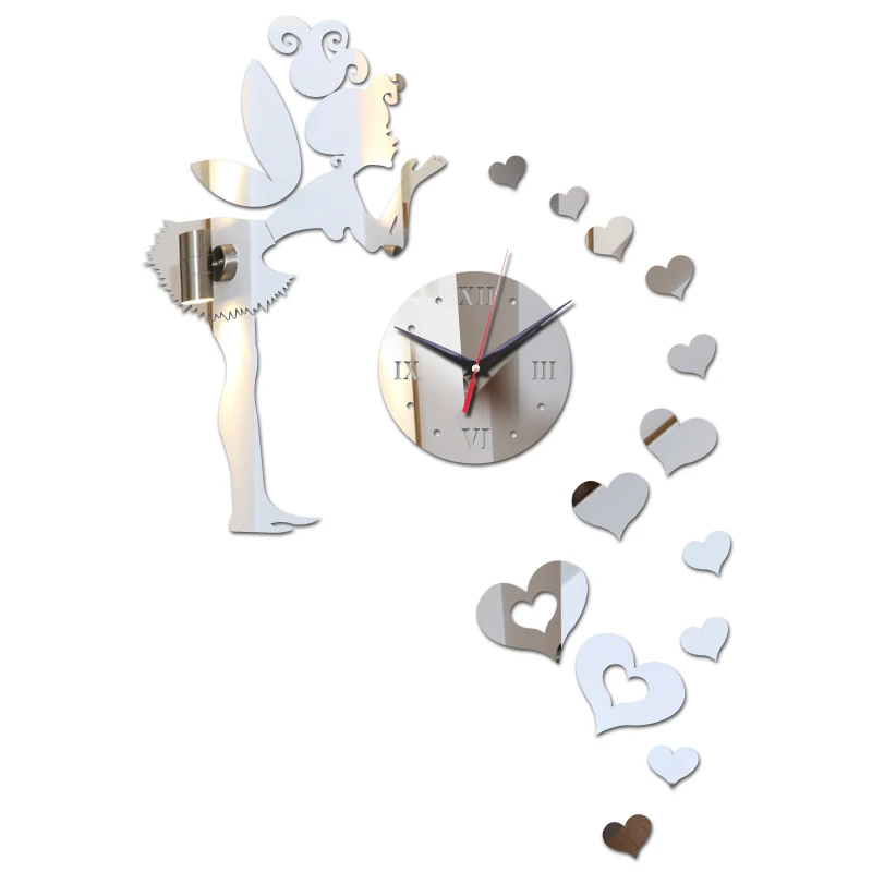 cheap top fashion Acrylic wall clock mirror love rushed 3d diy art clocks modern design watch home decor stickers