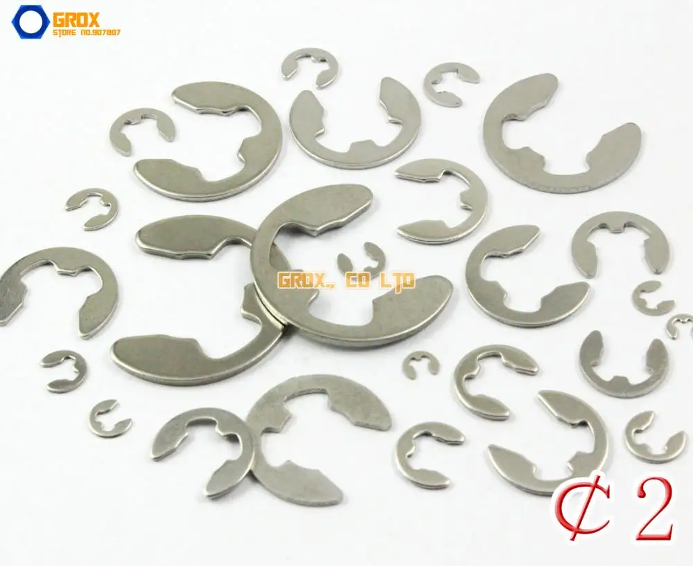 

200 Pieces 2mm 304 Stainless Steel E Circlip Retaining Ring