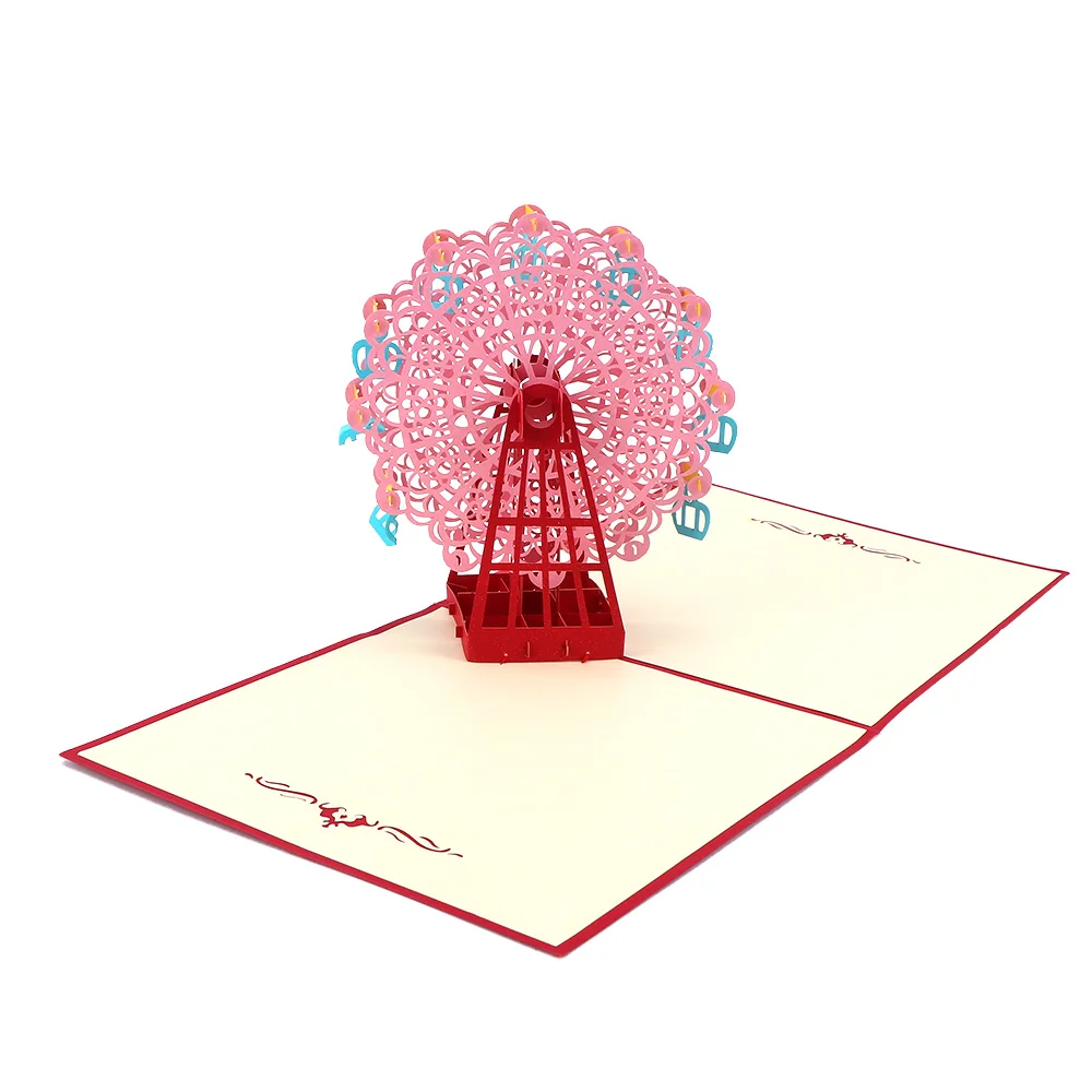  1pc Ferris Wheel Happy Birthday Wedding Christmas Gift Greeting Card 3D Invitation Card for Friends - 32927602863
