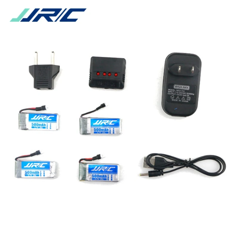 

4X JJRC H43WH 3.7V 500MAH 20C Lipo Battery Charger Set RC Quadcopter Spare Parts Accessories