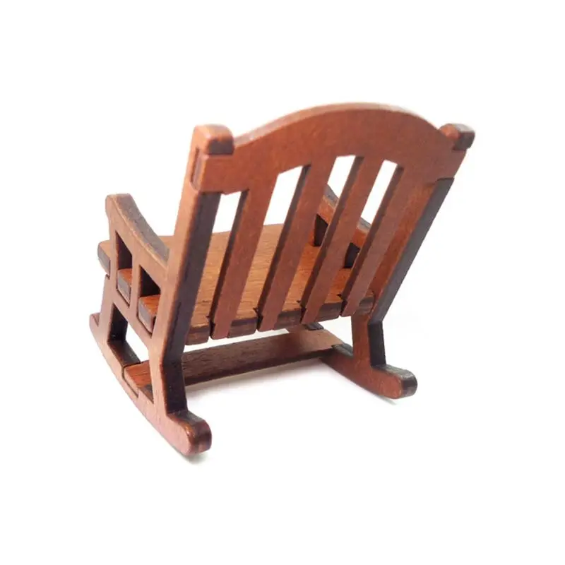 1:12 Dolls House Miniature Furniture Wooden Rocking Chair For Dolls Kids Girls Role Play Toys Gift Dollhouse Decoration 1:12 Dolls House Miniature Furniture Wooden Rocking Chair For Dolls Kids Girls Role Play Toys Gift Dollhouse Decoration