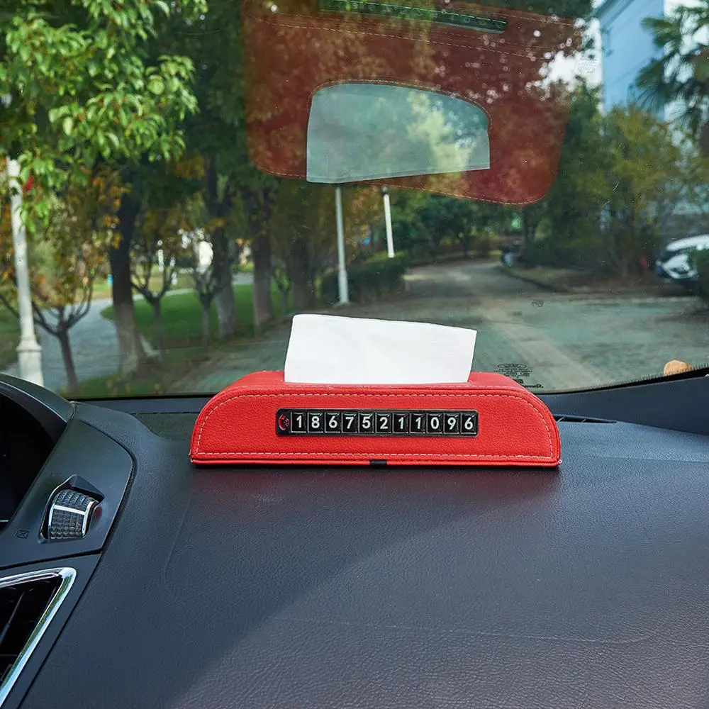 

Car Tissue Box Napkin Holder Auto Phone Number Function Styling Tissue Cover Container
