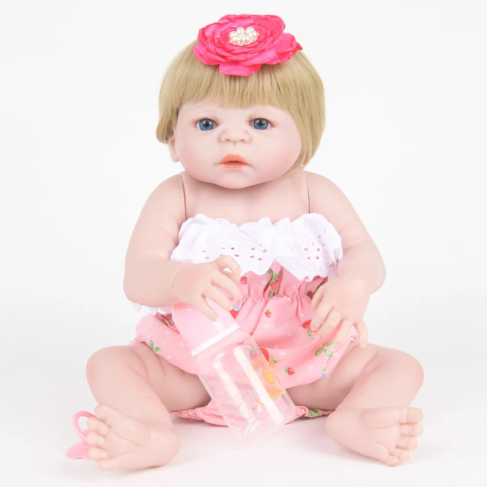 

22 Inch Soft Full Silicone Reborn Baby Newborn Princess Girl Doll for Kids Toy Christmas Birthday New Year Gift