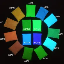 Pó luminoso, 15 cores brilham no pigmento escuro do brilho do prego, brilho fluorescente para a arte do prego, pó brilhante do pigmento