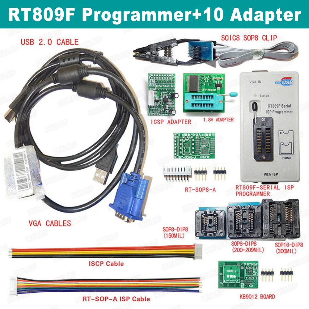 RT809F ISP программатор+ PEB-1 плата расширения+ TSOP48 адаптер ISP lcd программист+ TSSOP8 EDID read line