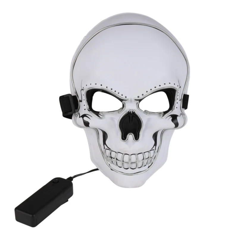Хэллоуин СВЕТОДИОДНЫЙ провод вверх маска страшный череп в форме маска для взрослых Хэллоуин вечерние Косплей Костюмные принадлежности - Цвет: Черный