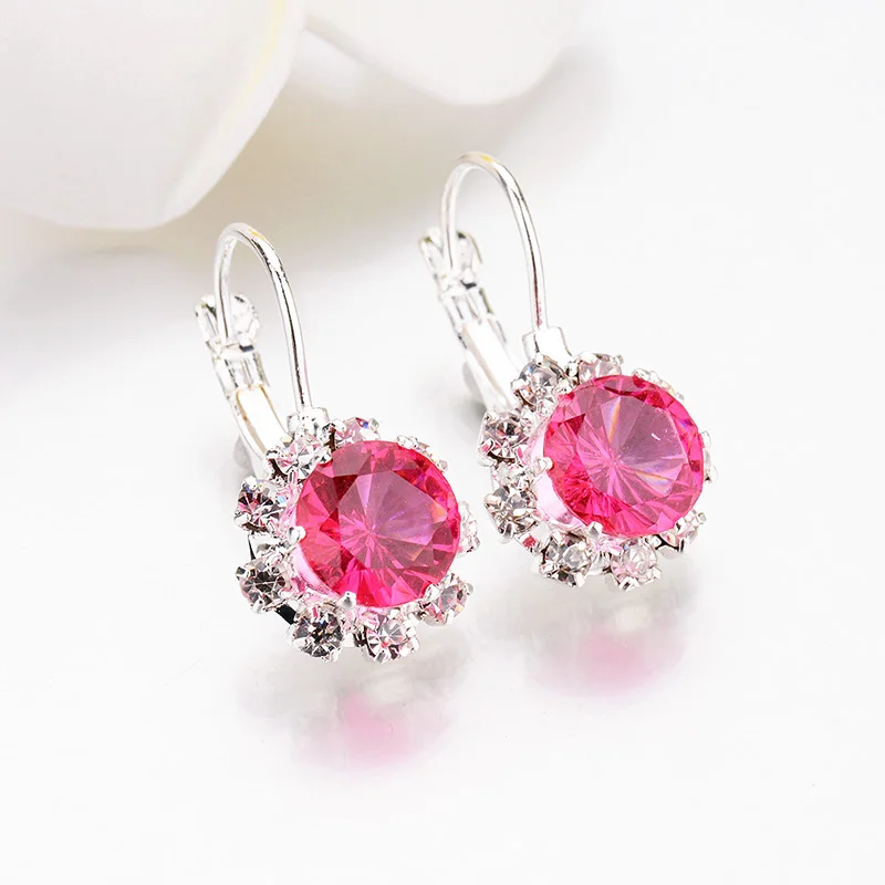 Gifts Earring 1Pair Zirconia Allergy Free Big Gem Stone Rhinestone Crystal New Arrival Wedding 6 Colors Exquesite Beautiful