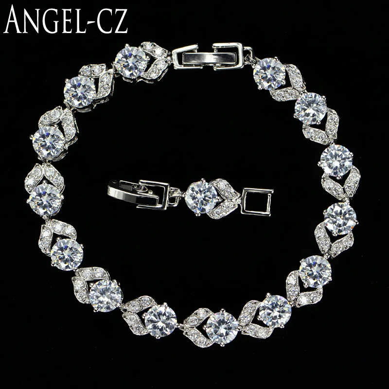 

ANGELCZ Luxury Ladies Jewelry Gift For Women Delicate Workmanship 0.5ct Cubic Zircon Stone White Gold Color CZ Bracelet AB005
