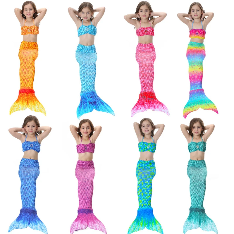 

3PCS Little Mermaid Tail Costume Princess Ariel Children Mermaid Tail Cosplay Clothes For Kid Girl Fancy Swimsuit Bikini C3198CH