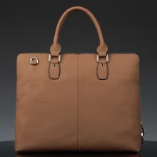 2016 Genuine leather handbag business man bag cross section briefcase with soft cowhide male lock shoulder diagonal package
