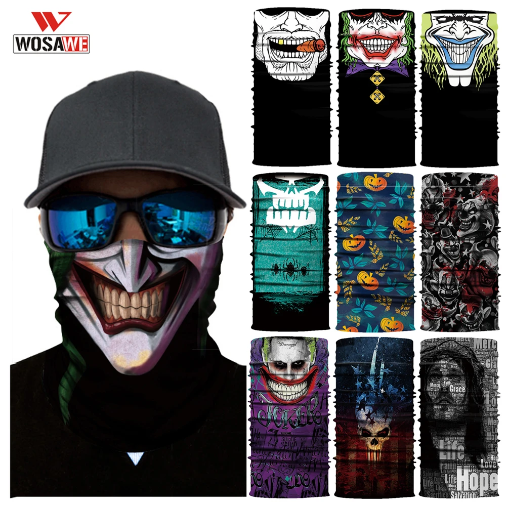 

WOSAWE Motorcycle Head Scarf Balaclava Face Shield Anti-UV SKULL Ghost Bandana Halloween Scarf Mask Balaklava Neck Warmer