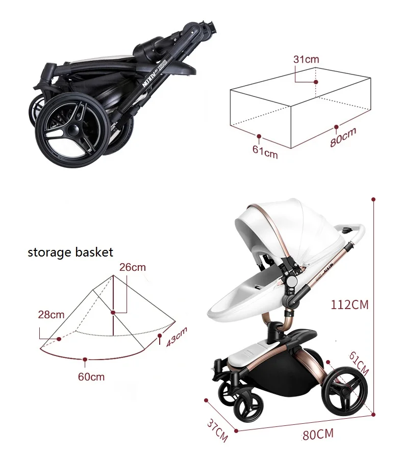 Aulon фабрика pu кожа 360 градусов вращения Детская коляска Коляска 2 в 1 дорожная система сиденье с люлькой коляска, детская коляска