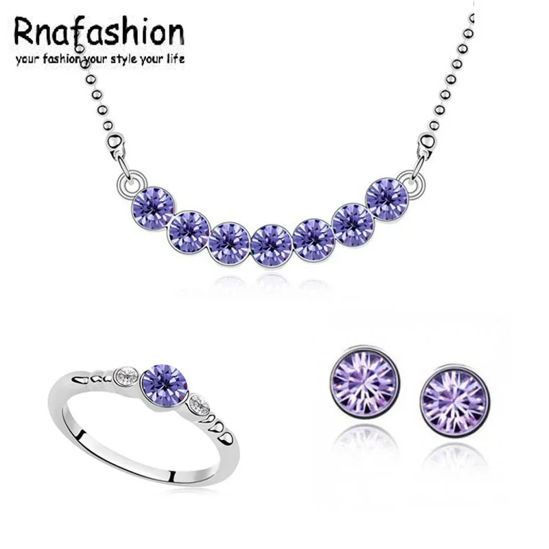 

2015 Wholesale Fashion austria crystal KC White Full Of Crystal Necklace Earring Ring Jewelry Sets For Women