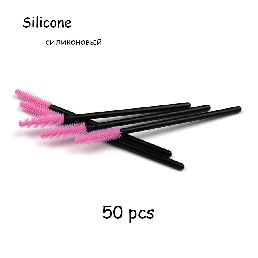 50pcs Pink Black Одноразовые силиконовые гелевые, для ресниц расческа щетки для туши 25/50 шт в наборе, удлинение ресниц профессиональный инструмент Красота инструмент для макияжа - Цвет: 50pcs Pink Black