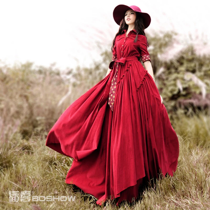 

[ LYNETTE'S CHINOISERIE - BOSHOW ] Hot Selling Spring Original Design Women Retro Asymmetrical Slim Trench Style Corduroy Dress