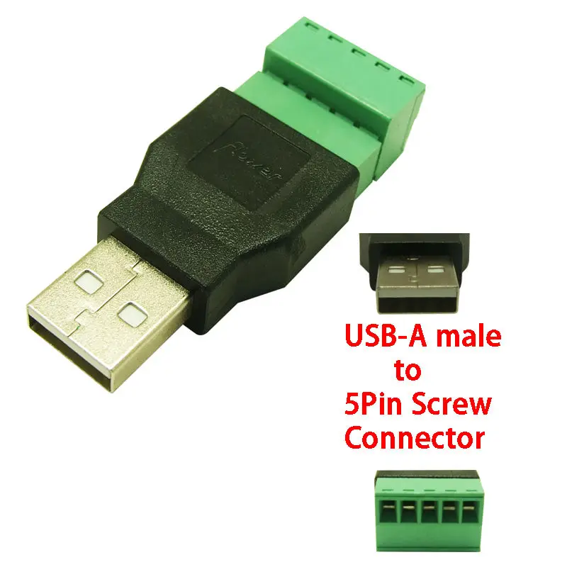 2Pcs free shipping USB male to screw connector USB plug with shield