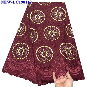 

High Quality Swiss Voile Lace Wine Red African Voile Swiss Lace Fabric African Swiss Cotton Voile Lace Fabric For Clothes DEW03