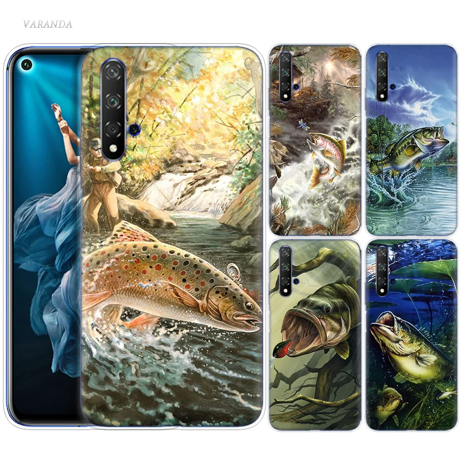 

Bass Fishing Lake Sunset Case for Huawei Honor 8X 8C 8 9 10 20 Play 8A lite Pro V20 Y9 Y7 Y6 Y5 Prime 2018 2019 TPU Phone Bags