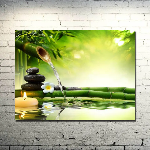 ZEN Stone Bamboo Buddhism Art Silk Poster 13x18 32x43 inches Pictures