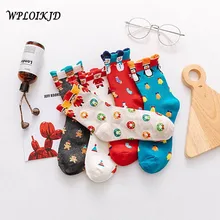 В студенческом стиле моды счастливый снеговик Санта Клаус узор носки Harajuku милые красочные забавные животные для дамы девушки рождественские подарки