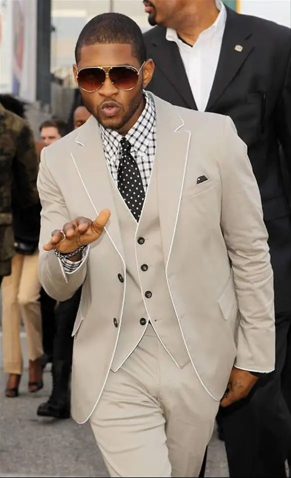 

Custom Made Light Grey Wedding Suits for Men Jacket Men Blazer Slim Fit 3 Piece Groom Tuxedos Men Suits (Jacket+Pants+Vest)