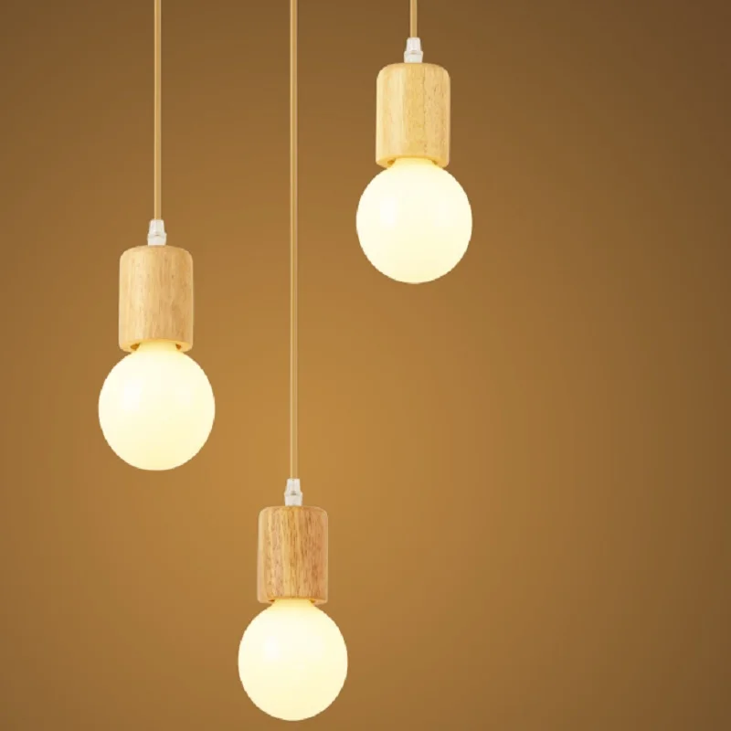 European Wood Pendant Light E27 E26 Wooden Socket Hanging Simple Classical Pendant Light For Home Kid's Room Restaurant Bar (13)